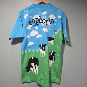 Vtg USA Made Tie Dye  Liquid Blue AOP Ben & Jerry's Euphoria shirt L Streetwear